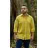 Guayabera Amarilla Calada Cuello y Cartera Escondida