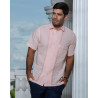 Guayabera y Camisa Artesanal Rosa Palo Manga Corta Alforzas Calado