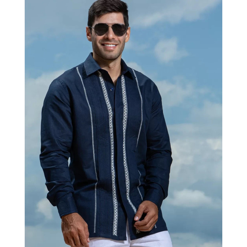 Guayabera y Camisa Artesanal Manga Larga Alforzas Calado y Randas