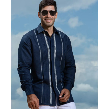 Guayabera y Camisa Artesanal Manga Larga Alforzas Calado y Randas