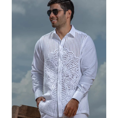 Camisa y Guayabera Artesanal Manga Larga en Sesgos